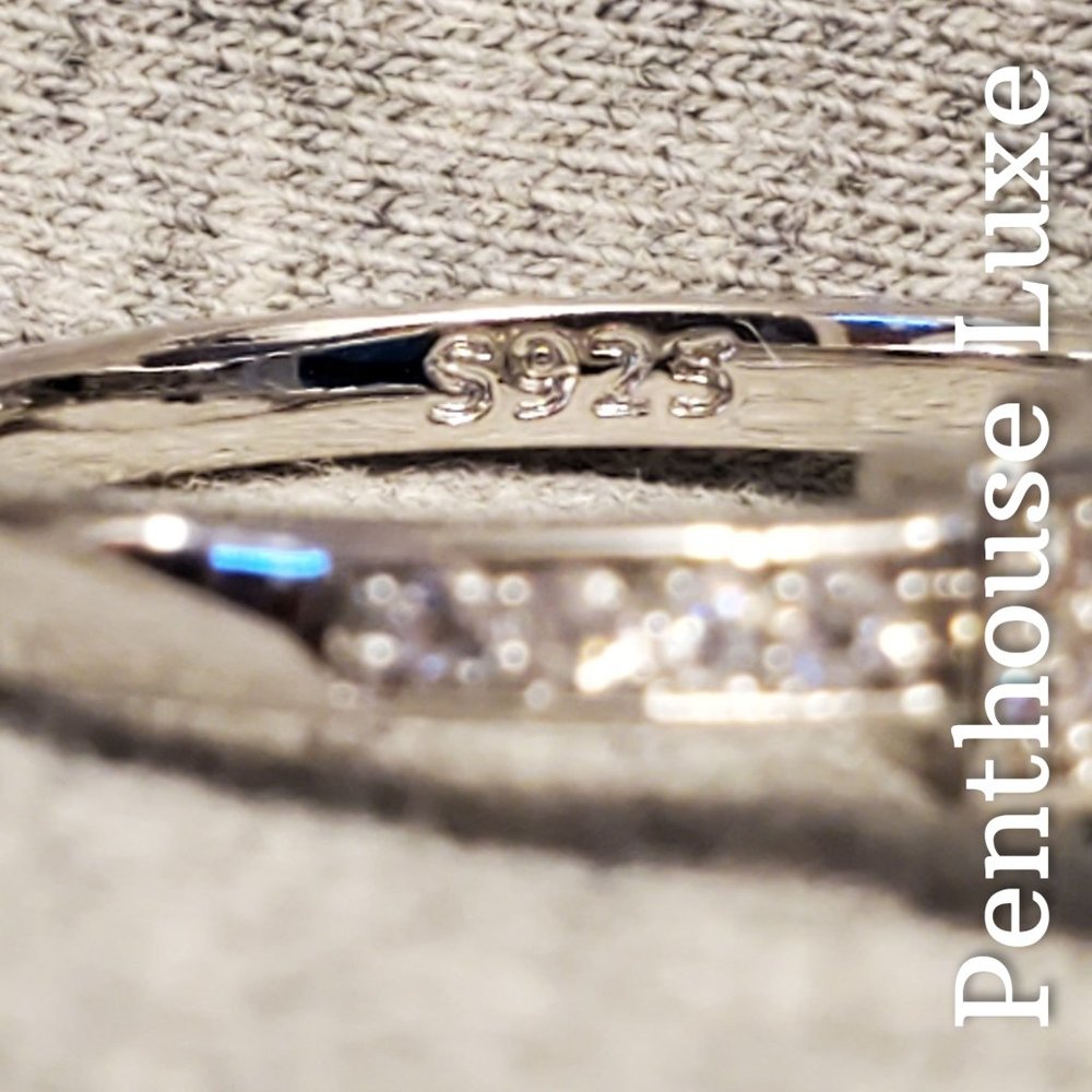 Blue Sapphire Micro Paved Silver Ring (Size:6) 💙 - Picture 4 of 6